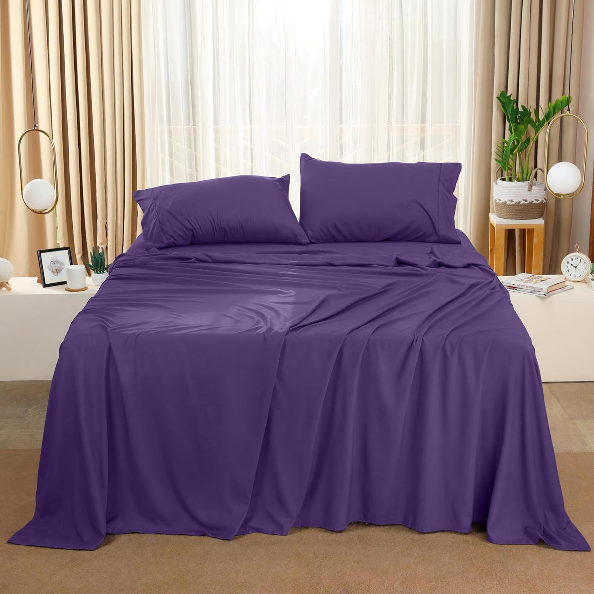 Utopia Bedding Queen Bed Sheet Set - 4 Piece Bedding - Soft Brushed Microfiber Fabric - Shrinkage & Fade Resistant - Easy Care (White) - PuriLite