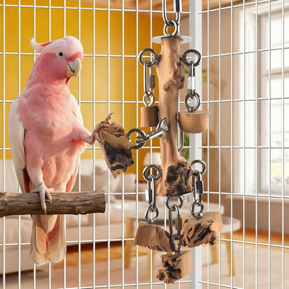 Interactive Bird Chewable Toy Wood Texture Bill Care Hanging Plan Mental Encouragement Rustless Bird Dolls Bird Keeping Supplies Pet Care Mental Exercise Hanging Plan