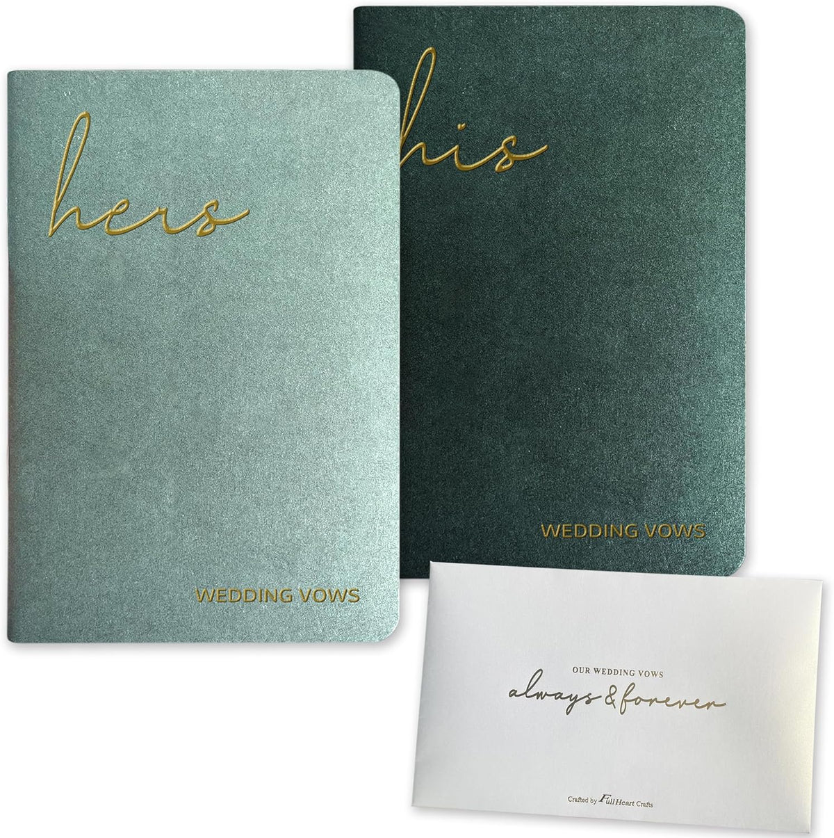 WeddingGiftsWedding Vow Books His and Hers Soft Touch Gold Foil Engraving Vow Books Wedding Essentials Wedding Accessories(TR-HH-Black) - PuriLite