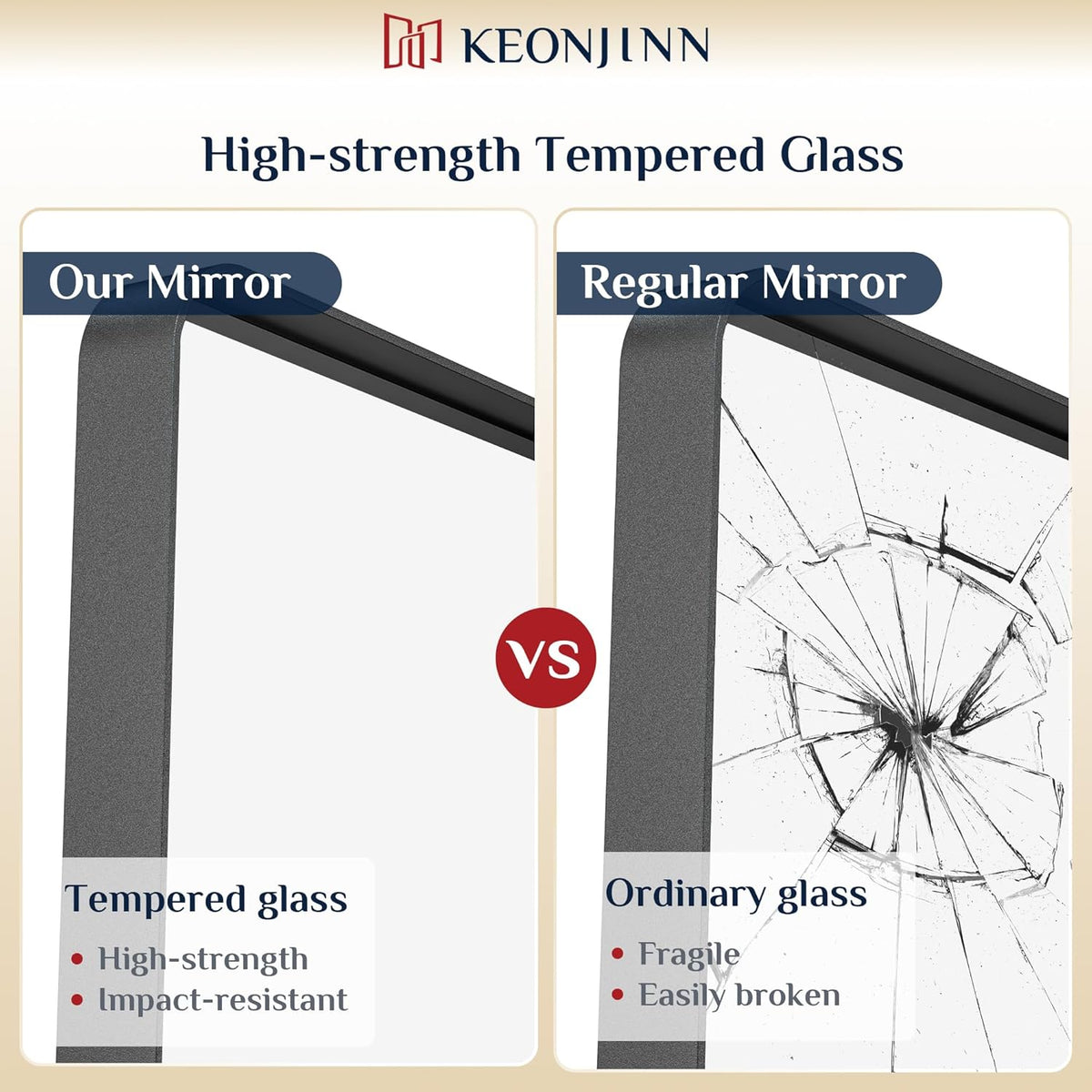 Keonjinn 42 x 36 Brushed Nickel Bathroom Vanity Mirror, Large Rounded Rectangle Bathroom Mirrors for over Sink, Metal Framed Silver Mirror for Wall, Shatterproof HD Tempered Glass(Horizontal/Vertical) - PuriLite