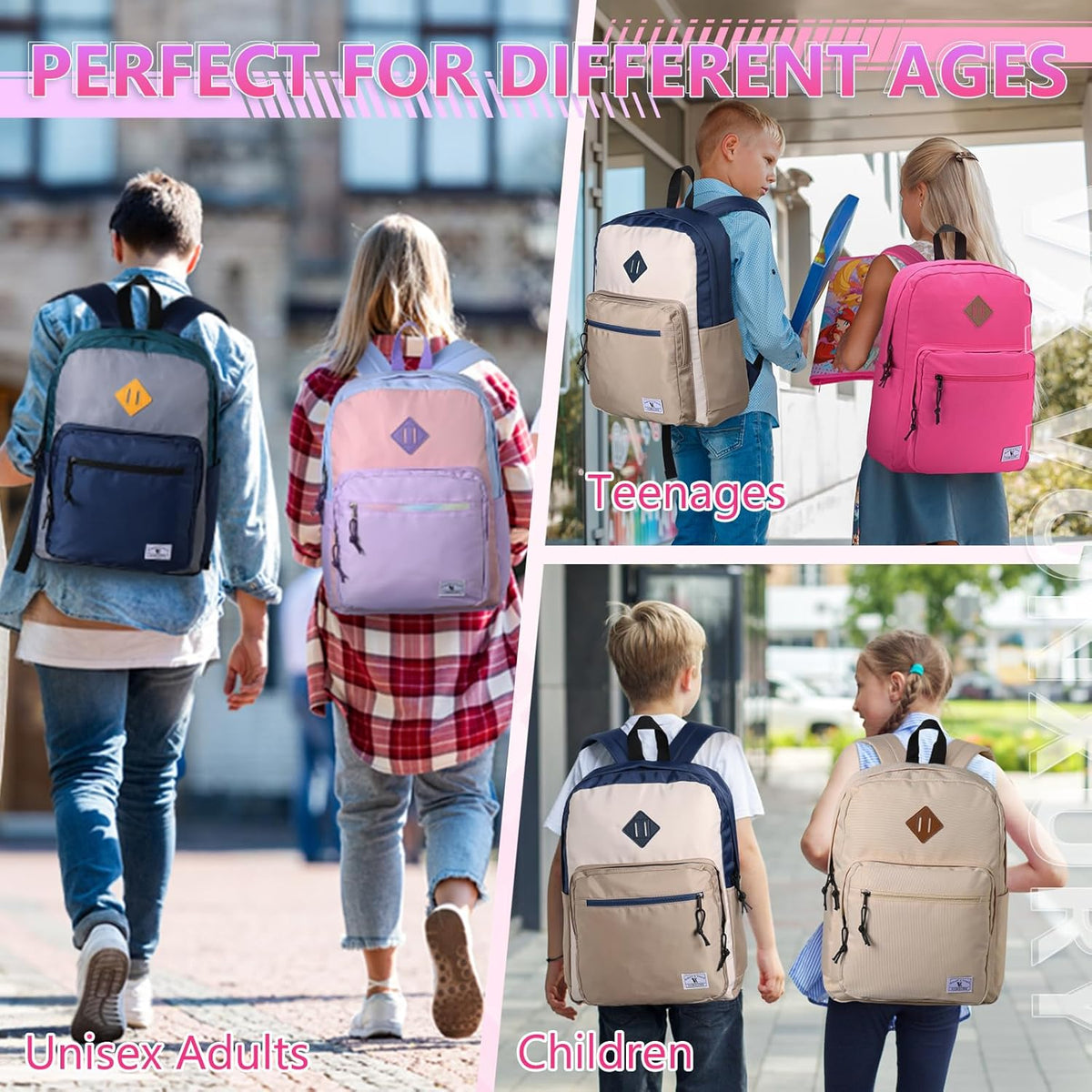 School Backpack for Kids,Lightweight Water Resistant Work Travel Backpack for Women Men Teens VONXURY - PuriLite