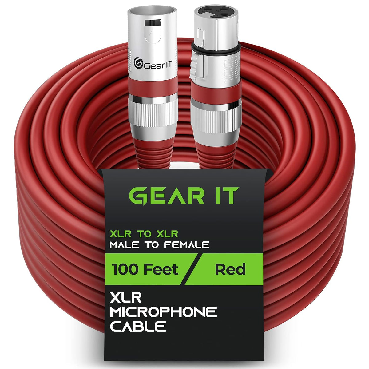 GEARit XLR Male to Female Microphone Cable (10 Feet, 6-Pack) 3-Pin Balanced Shielded Mixer, Recording Studio, Podcast - Black - PuriLite