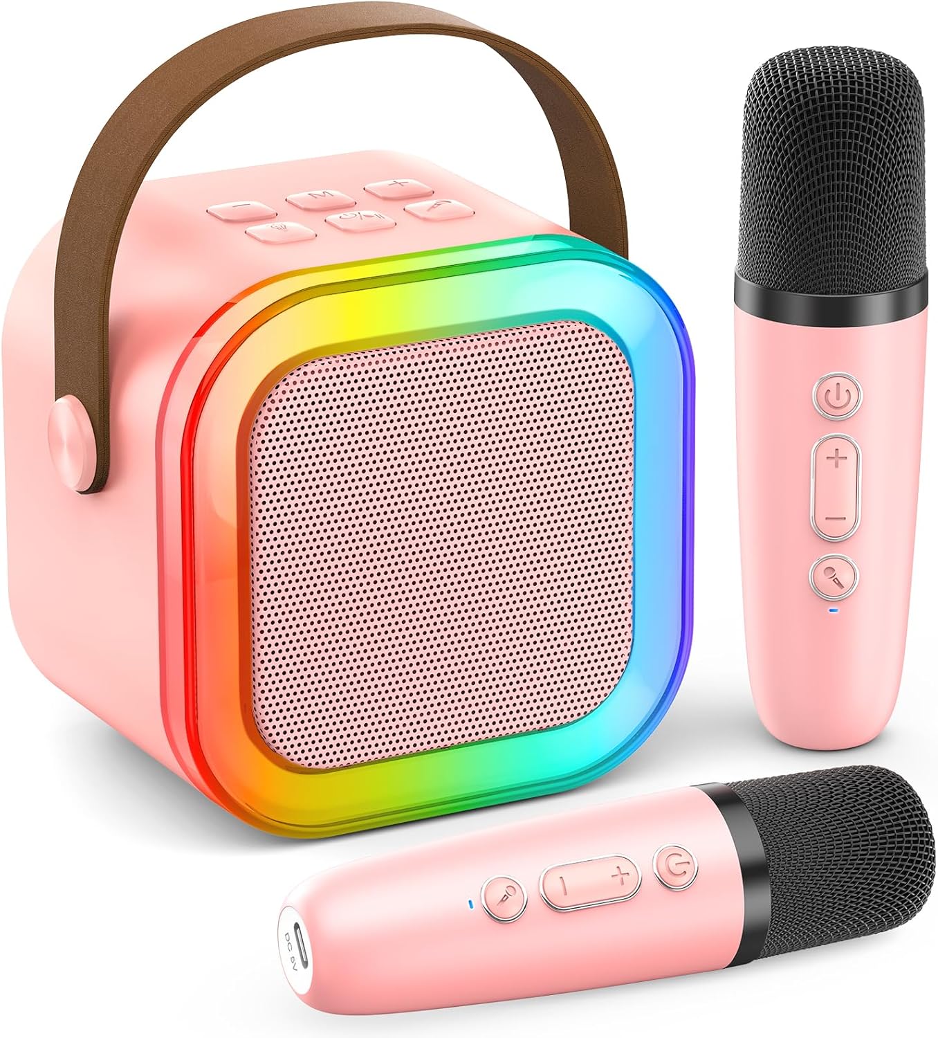 Karaoke Machine for Kids Adults, Portable Bluetooth Mini Karaoke Microphone Singing Speaker Karaoke Player with 2 Wireless Mic Toys for All Smartphones,Birthday, Family,Home Party (Purple) - PuriLite