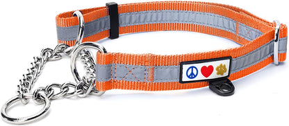 Pawtitas Chain Martingale Dog Collar Puppy Collar Reflective Dog Collar Training Dog Collar Behavioral Dog Chain Collar Collar Large Dog Collar Orange Dog Collar - PuriLite