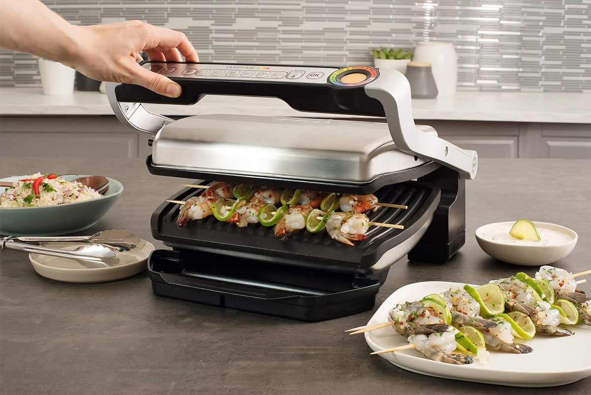 T-fal Optigrill, Electric Indoor Grill, 6 Auto Cooking Modes, Smart Sensor Techology, Nonstick removable plates, Stainless Steel Exterior, Panini Press, Precision Grilling - PuriLite