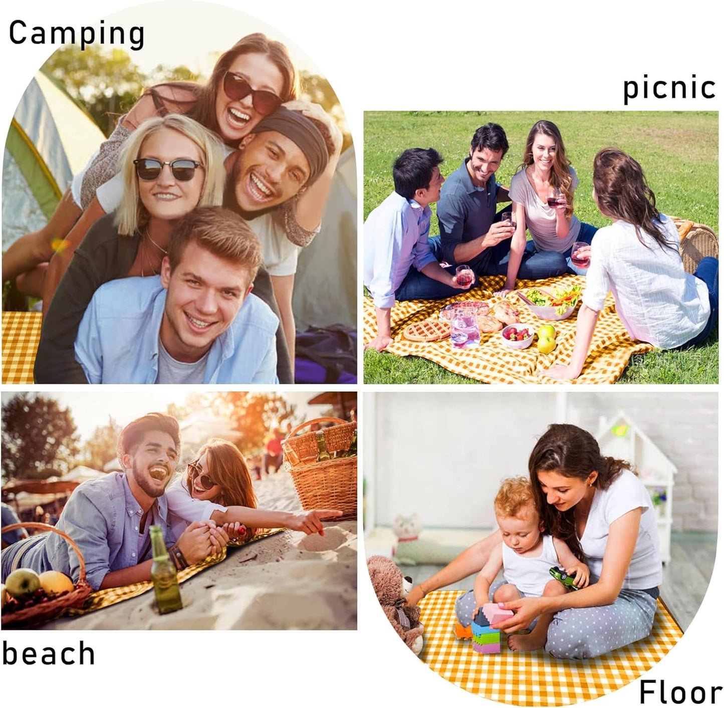 SAMSIER Large Outdoor Picnic Blankets Waterproof Foldable, Beach Blanket Sandproof Portable, Cute Picnic Mat Washable (Navy Blue, 60"×80") - PuriLite