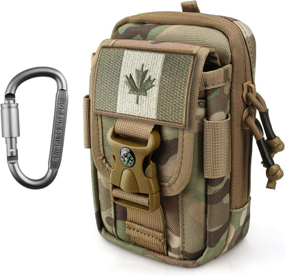 WYNEX Tactical Compass Phone Pouch, Large Molle Smartphone Holster Case Double Capacity Small Utility EDC Pouch with Compass Buckle and Carabiner - PuriLite