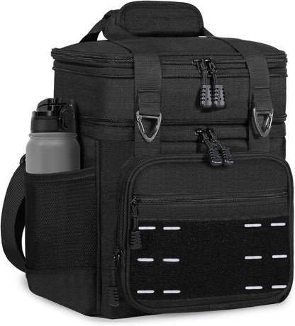 Lunch Box Cooler Bag - Insulated Tactical Lunchbox for Men - XLarge Lunch Pail Lunch Kit for Adults Work Outdoor Shifts Trips Black Camo 25L - PuriLite