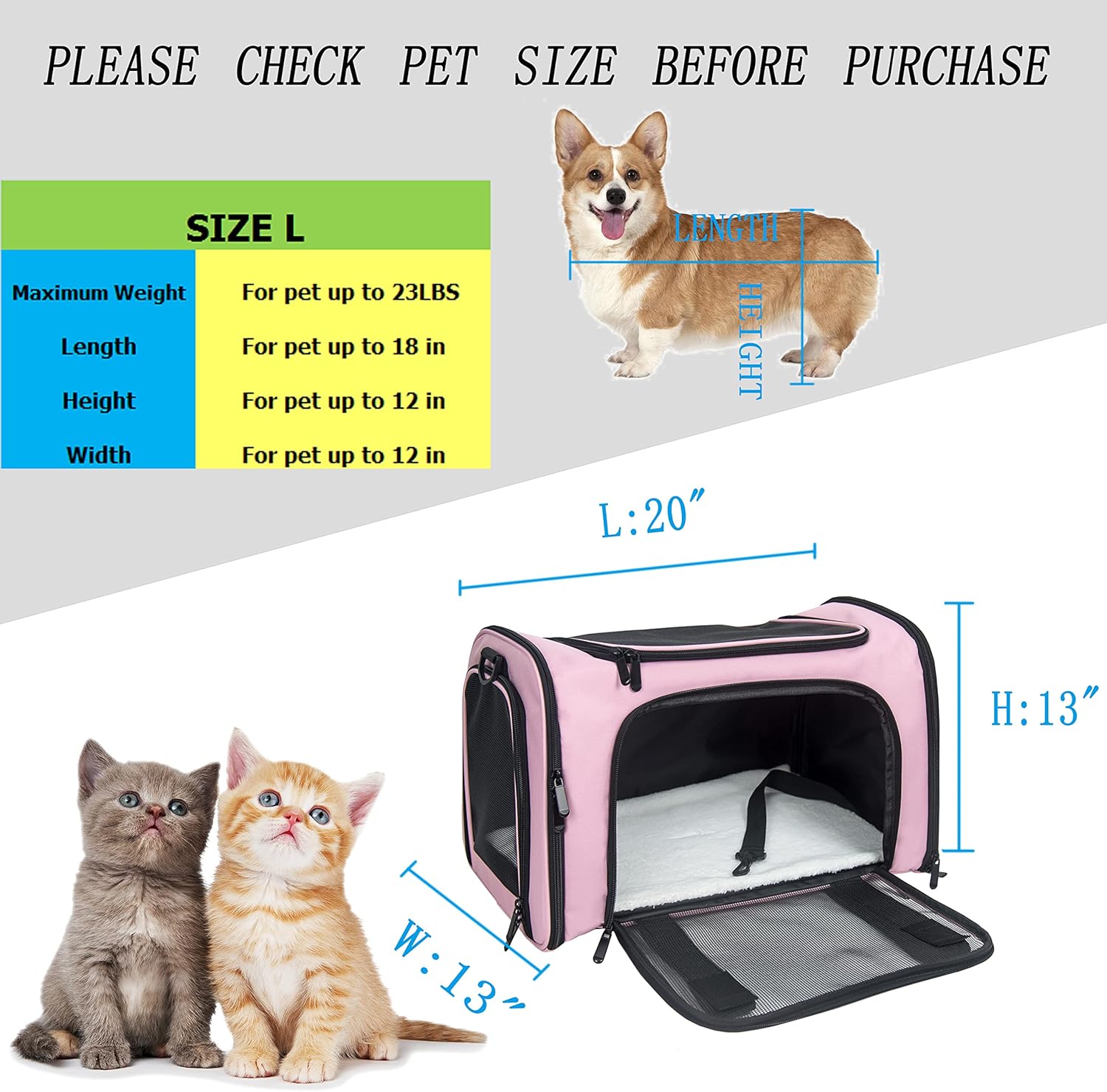 NextFri Soft Sided Carrier for Cats Dogs,TSA Airline Approved Collapsible Travel Pet Carrier (Magenta, Medium) - PuriLite
