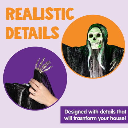 JOYIN 3 Pack Hanging Halloween Skeleton Ghosts Decorations, Grim Reapers for Best Halloween Outdoor Decorations - PuriLite