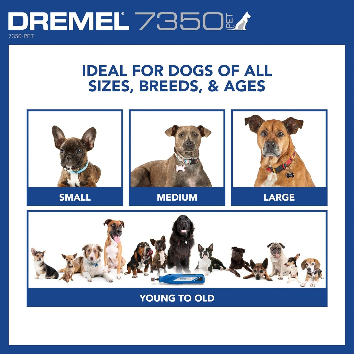 Dremel 7350-PET 4V Pet & Dog Nail Grinder, Easy-to-Use & Safe Nail Trimmer, Professional Pet Grooming Kit - Works on Large, Medium, Small Dogs & Cats - PuriLite