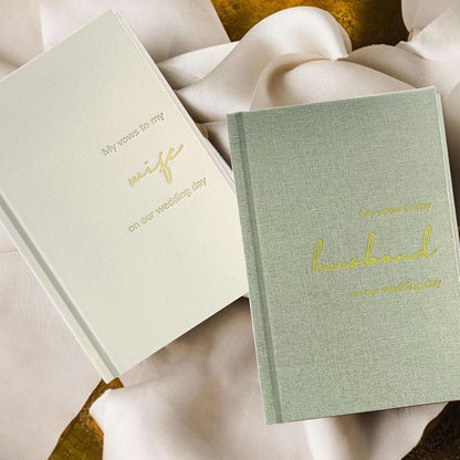 WeddingGiftsWedding Vow Books His and Hers Soft Touch Gold Foil Engraving Vow Books Wedding Essentials Wedding Accessories(TR-HH-Black) - PuriLite