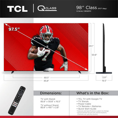 TCL 65-Inch Q65 QLED 4K UHD Smart TV with Google TV (65Q651G-CA, 2024 Model) Dolby Vision, Dolby Atmos, HDR Pro+, Game Accelerator Enhanced Gaming, Voice Remote, Works with Alexa, Streaming Television - PuriLite