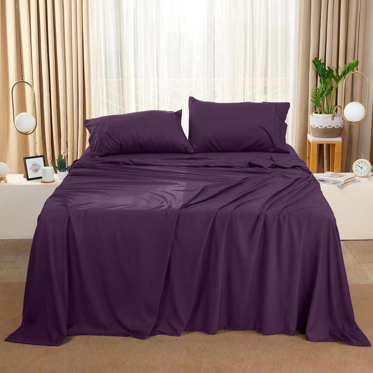 Utopia Bedding Queen Bed Sheet Set - 4 Piece Bedding - Soft Brushed Microfiber Fabric - Shrinkage & Fade Resistant - Easy Care (White) - PuriLite