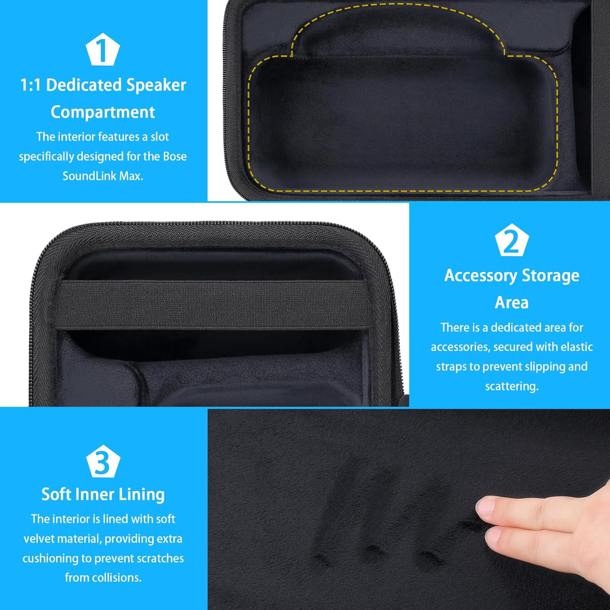 Bose SoundLink Max Portable Speaker Hard Protective Case, Portable Travel Case with Shoulder Strap and Handle (Black Case) - co2CREA - PuriLite