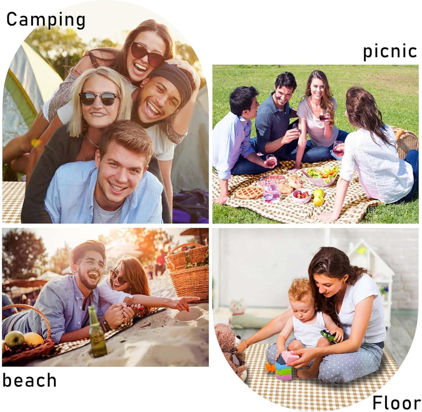 SAMSIER Large Outdoor Picnic Blankets Waterproof Foldable, Beach Blanket Sandproof Portable, Cute Picnic Mat Washable (Navy Blue, 60"×80") - PuriLite