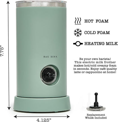 Rae Dunn - Electric Milk Frother - Elegant Automatic Milk Steamer and Frother, Milk Warmer, Hot and Cold Frothing Machine for Coffee, Latte, Cappuccino, Macchiato, - PuriLite
