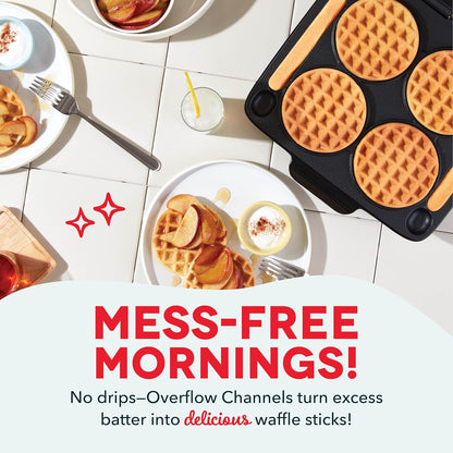 DASH Multi Mini Waffle Maker: Four Mini Waffles, Perfect for Families and Individuals, 4 Inch Dual Non-stick Surfaces with Quick Release & Easy Clean - Aqua - PuriLite