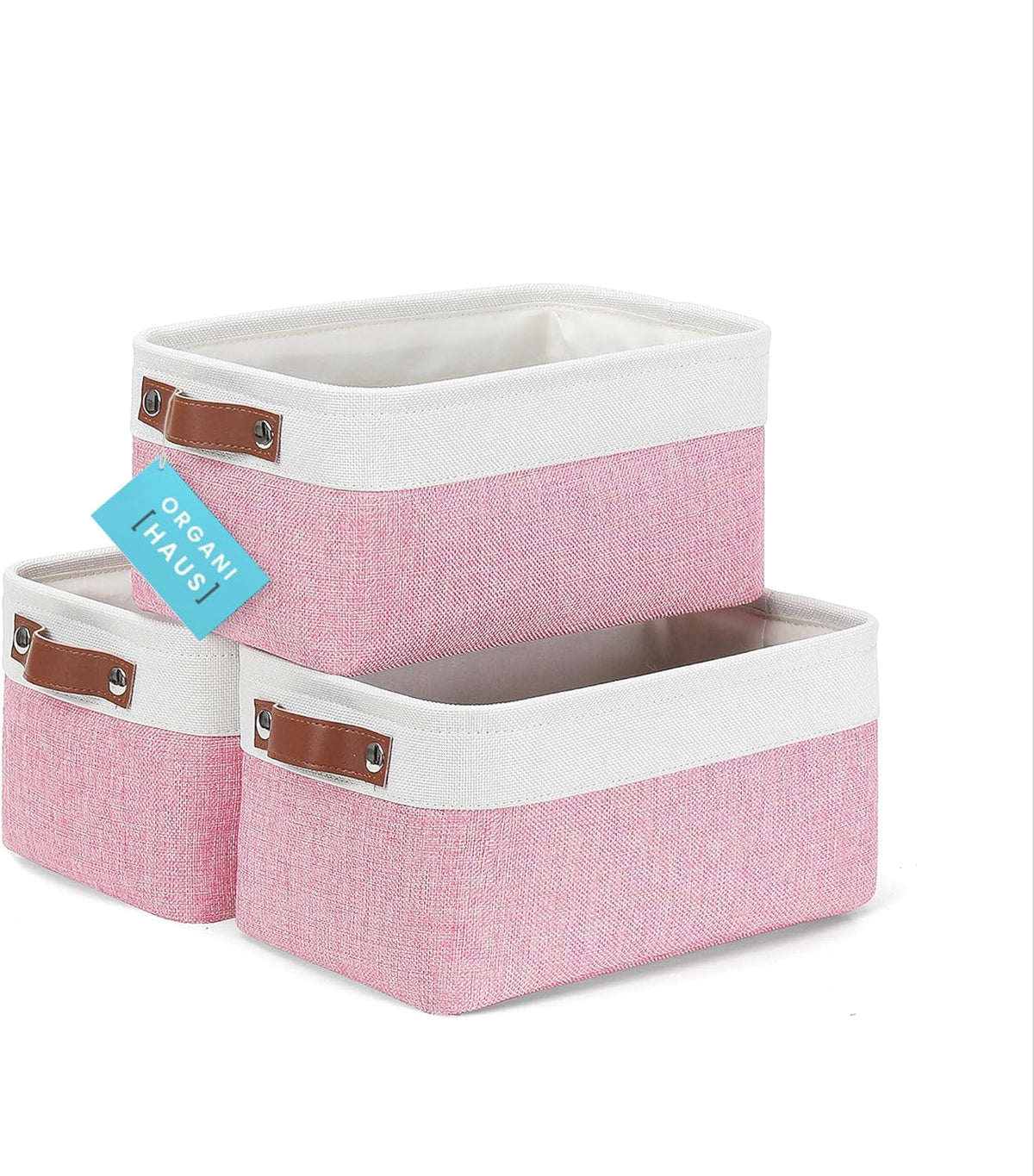 OrganiHaus Large Fabric Storage Baskets for Shelves 3 Pack, 15x11in Closet Storage Bins for Shelves, Cloth Baskets, Fabric Storage Cubes, Linen Closet Organizers, Fabric Basket, White Basket - PuriLite