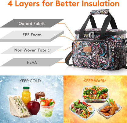 Lifewit Large Lunch Bag for Adults, 24-Can 15L Insulated Lunch Box Leakproof Soft Cooler Cooling Tote for Men Women, Waterproof Reusable Cooler Bags for Work Office Outdoor Picnic Camping, Black - PuriLite
