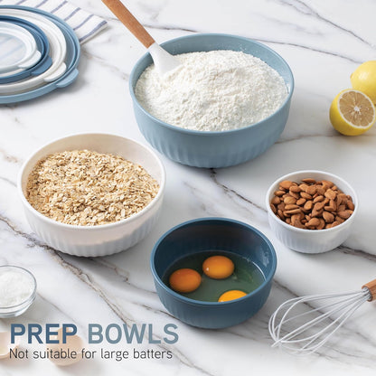 COOK WITH COLOR Prep Bowls with Lids- 8 Piece Nesting Plastic Small Mixing Bowl Set with Lids (Teal Ombre) - PuriLite