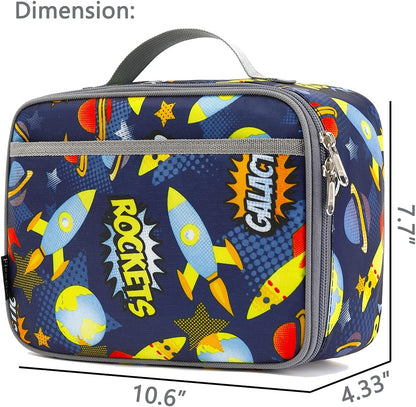 FlowFly Kids Lunch Box Insulated Soft Bag Mini Cooler Back to School Thermal Meal Tote Kit for Girls, Boys, Black - PuriLite