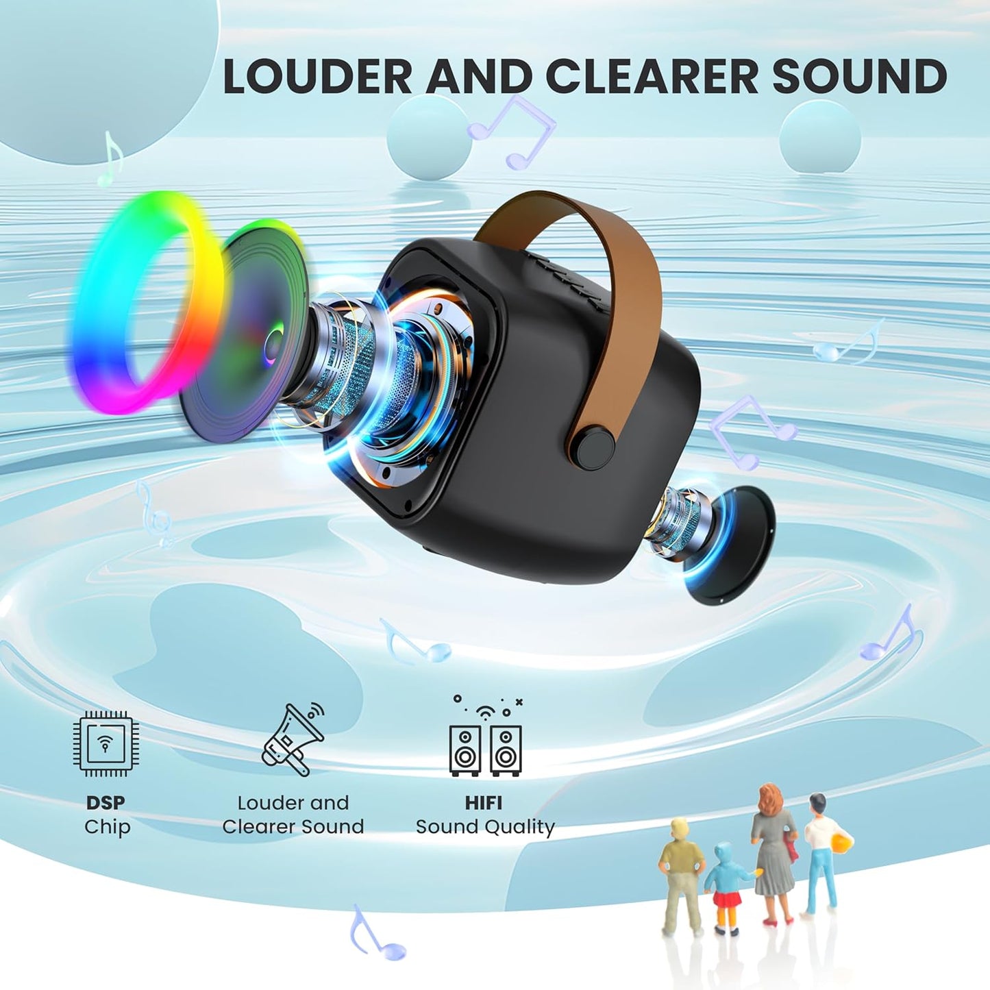 Karaoke Machine, Portable Bluetooth Karaoke Speaker with 2 Wireless Microphones and Party Lights for Kids and Adults, Birthday Gifts for Girls Boys Family Home Party (Beige2) - PuriLite