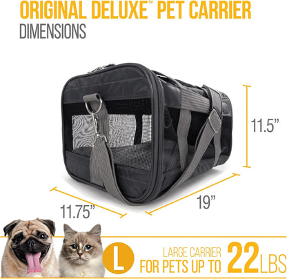 Sherpa Original Deluxe Travel Bag Pet Carrier, Airline Approved & Guaranteed-On-Board - Mesh Panels & Spring Frame, Locking Safety Zippers, Machine Washable Liner - Charcoal Gray, Medium - PuriLite