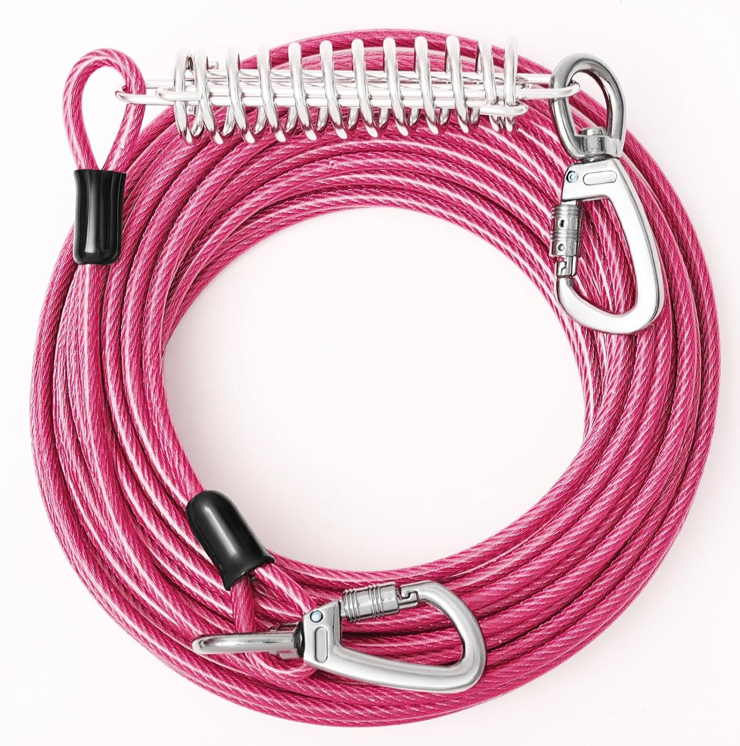 VST Dog Tie Out Cable 50FT-600LBS Break Strength,Heavy Duty Dog Leads for Yard with Shock Absorbing Spring & Lockable Hook,Outside Long Leash Cable,Chew Proof Dog Line for Small Medium Large Dogs - PuriLite