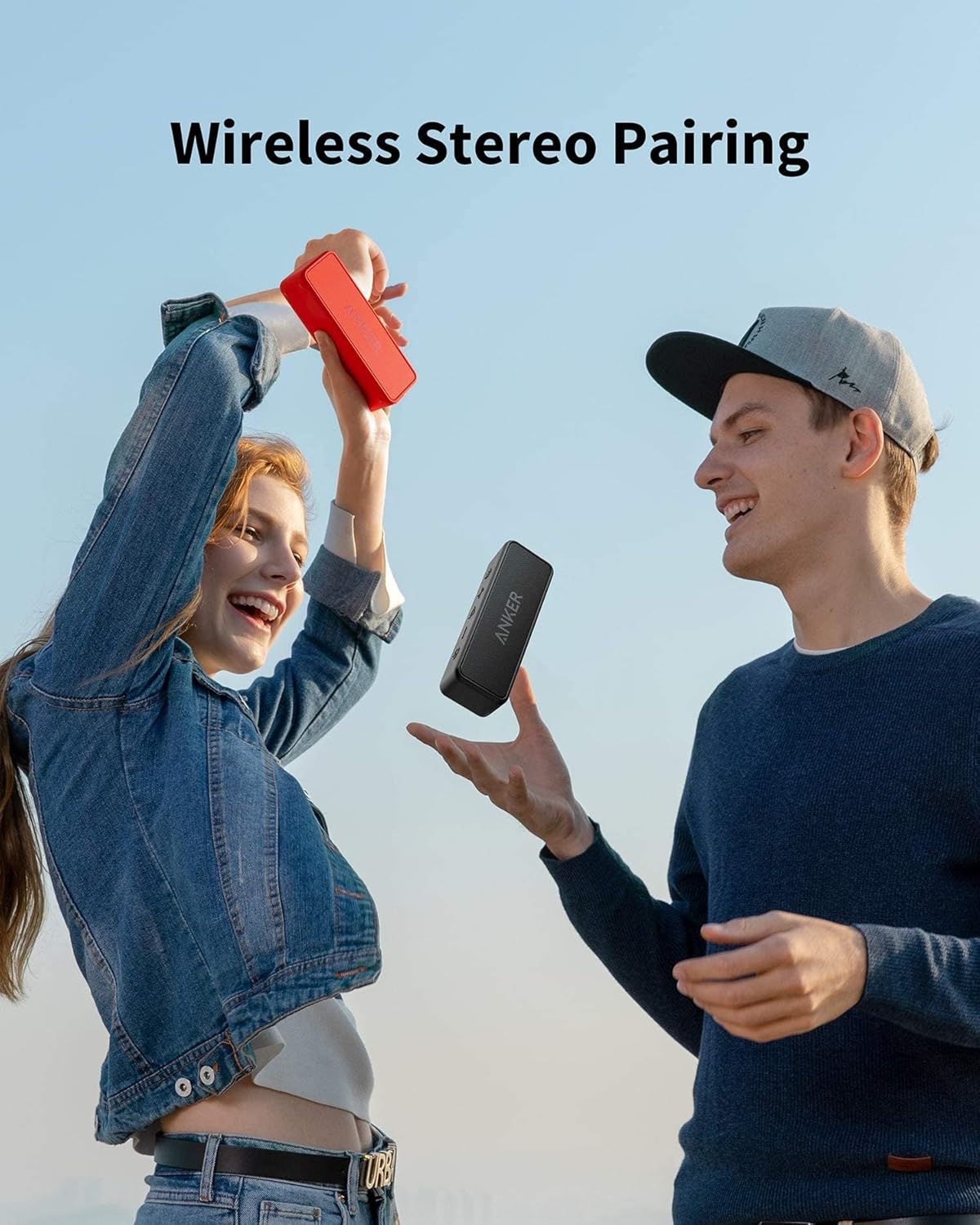 Anker SoundCore 2 Portable Bluetooth Speaker with Better Bass, 24-Hour Playtime, 66ft Bluetooth Range, IPX7 Water Resistance & Built-in Mic, Dual-Driver Wireless Speaker (Red) - PuriLite