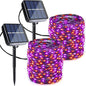 Joomer Orange Purple Halloween Solar String Lights - 2 Pack Total 80FT 240LED Solar Fairy Lights, Waterproof Outdoor Twinkle Lights with 8 Modes for Garden, Porch, Trees, Halloween Decor (Black Wire) - PuriLite