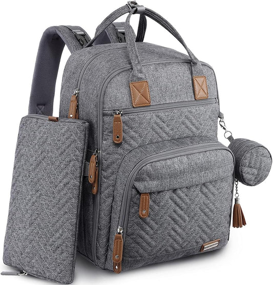 Diaper Bag Backpack, iniuniu Large Baby Bags with Diaper Pouch, Washable Changing Pad, Pacifier Case and Stroller Straps - PuriLite