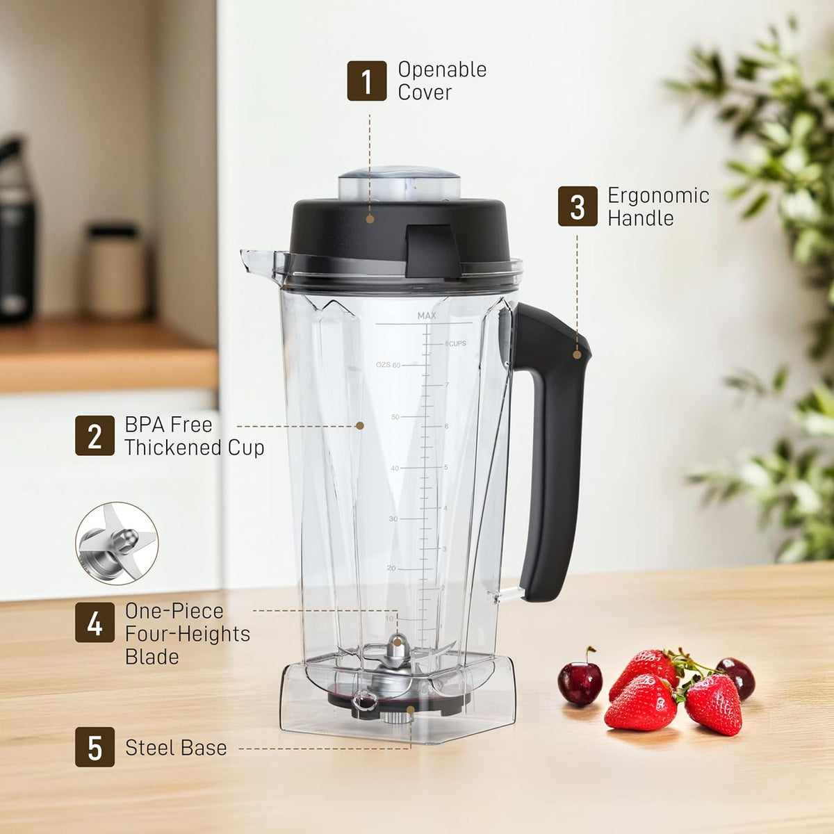64oz Blenders Container for Vitamix replacement Pitcher Container Jar Cup Food Processor Accessories Kit, Fit to Vitamix 5300 7500, Classic C/Commercial/Explorian series - PuriLite