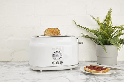 Haden Dorset 75083 Stainless Steel 1500W Retro Toaster 4 Slice Wide Slot w/Removable Crumb Tray and Settings, Black/Copper Toasters w/Adjustable Browning Control, Smart Toaster - PuriLite