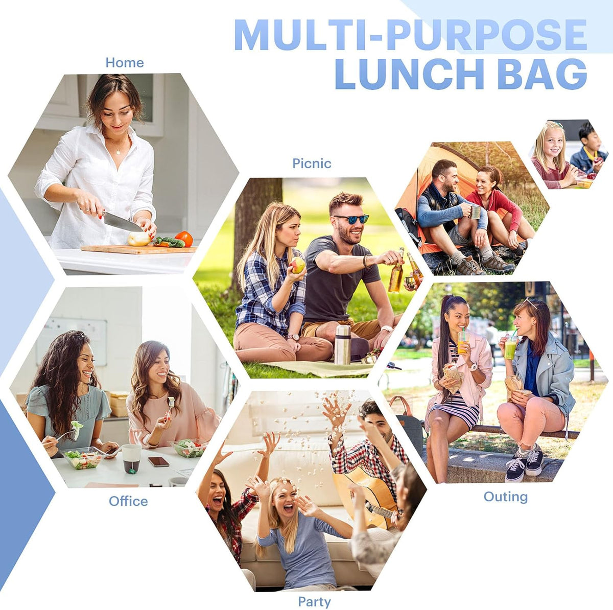 Lunch Bag for Women & Men Adult Insulated Lunch Box, Small Leakproof Cooler Food Lunch Containers Reusable High Capacity Lunch Tote Bags for Work, Travel, Outdoor - PuriLite