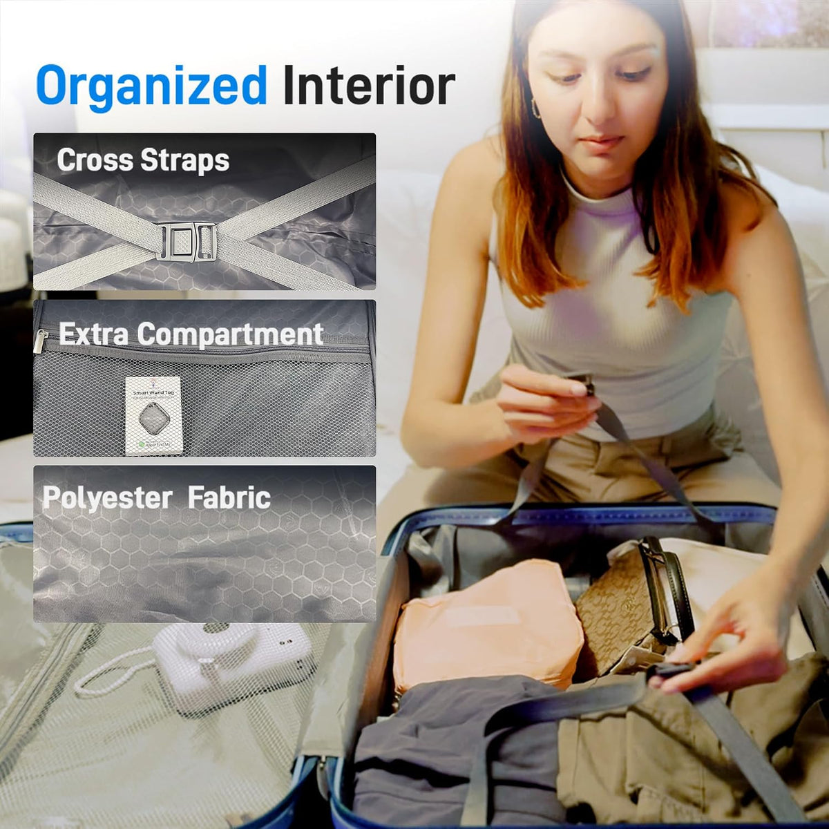 IMHome 3-Pc Luggage Set with GPS Tracker, 20/24/28'' Suitcases for Airplane