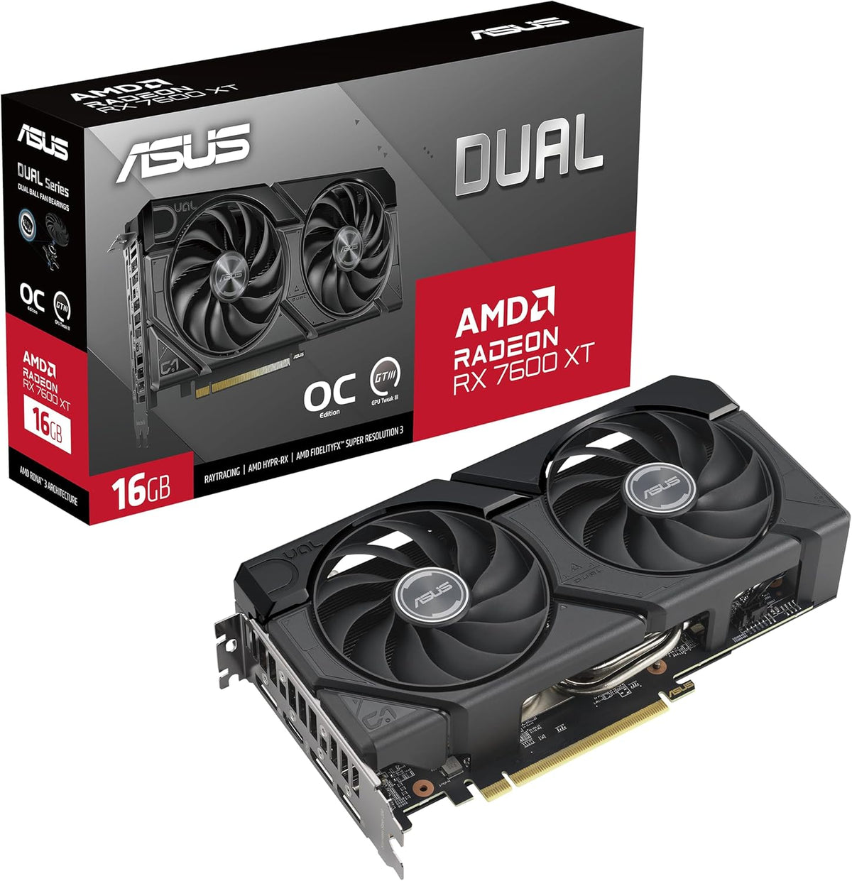 ASUS Prime Radeon™ RX 9060 XT 16GB GDDR6 OC Edition Graphics Card (PCIe 5.0, HDMI/DP 2.1, 2.5-Slot Design, axial-tech Fans, Dual Ball Fan Bearings, Dual BIOS, ASUS GPU Guard) - PuriLite
