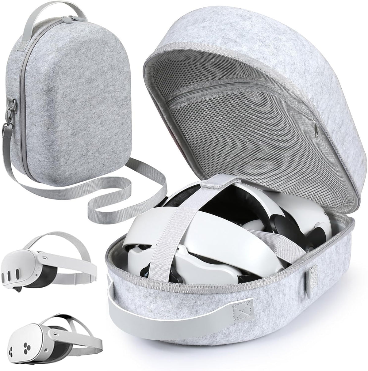 Large Carrying Case for Meta Quest 3/Quest 3S, Hard Travel Case Compatible with Battery Head Strap, Controllers and Other Accessories, Portable Travel Bag for Oculus Quest 3S/Quest 3, Gray - PuriLite