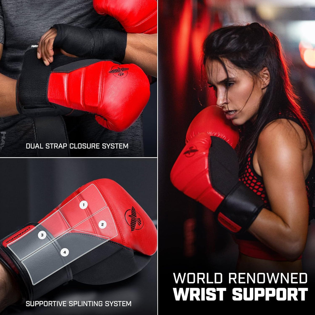 Hayabusa T3 Boxing Gloves for Men and Women Wrist and Knuckle Protection, Dual-X Hook and Loop Closure, Splinted Wrist Support, 5 Layer Foam Knuckle Padding - PuriLite