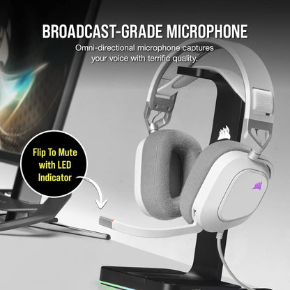 Corsair HS80 RGB USB Premium Gaming Headset with Dolby Audio 7.1 Surround Sound (Broadcast-Grade Omni-Directional Microphone, Memory Foam Earpads, High-Fidelity Sound, Durable Construction) Carbon - PuriLite