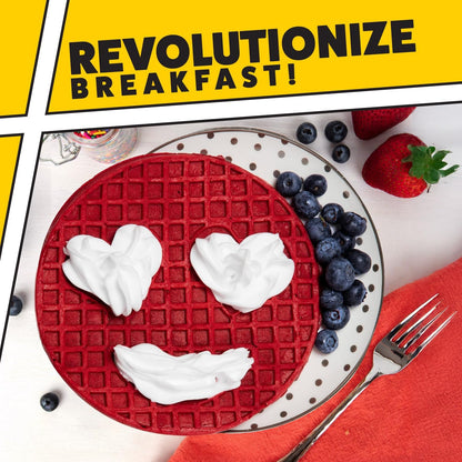 Smiley Face Waffler & Pancake Maker w 2 Interchangeable, Removable 8" Plates- Adjustable Temperature Control, Non-stick Electric Griddle Iron- Easy Clean, Make Kid's Breakfast Fun- Great Holiday Gift - PuriLite
