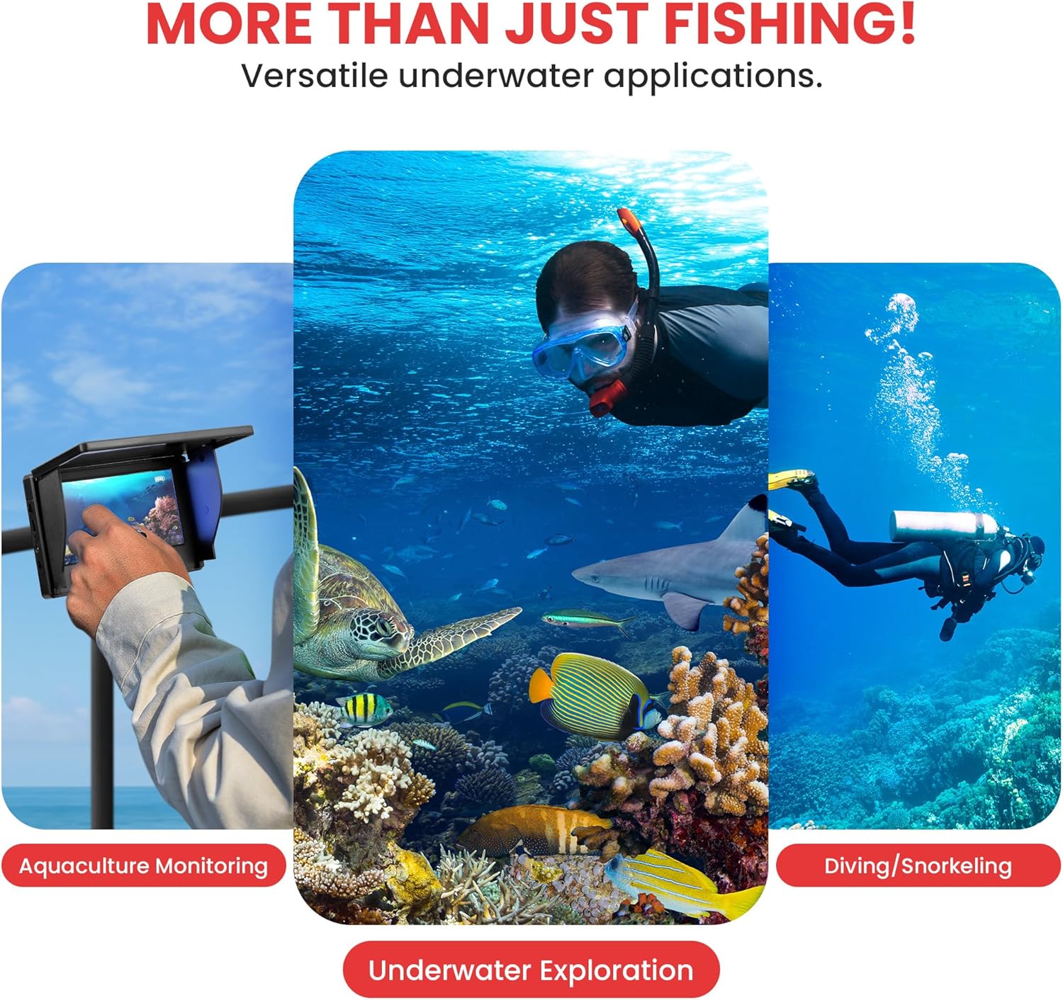 Pyle Ice Fishing Camera - 4.3" Portable Underwater Fishing Camera, 1000TVL Camera w/ 12pcs Infrared Lights & 15m Cable, Essential Fishfinder Fishing Accessories, for Ice/Ocean/Lake Fishing - PuriLite