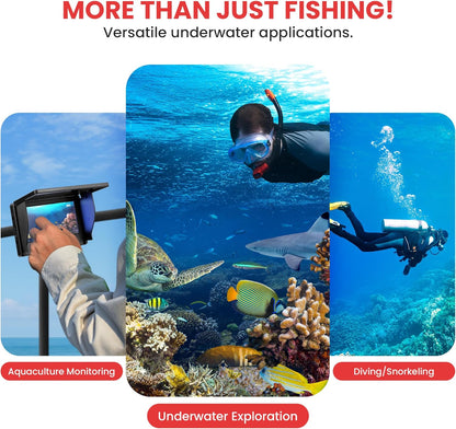 Pyle Ice Fishing Camera - 4.3" Portable Underwater Fishing Camera, 1000TVL Camera w/ 12pcs Infrared Lights & 15m Cable, Essential Fishfinder Fishing Accessories, for Ice/Ocean/Lake Fishing - PuriLite