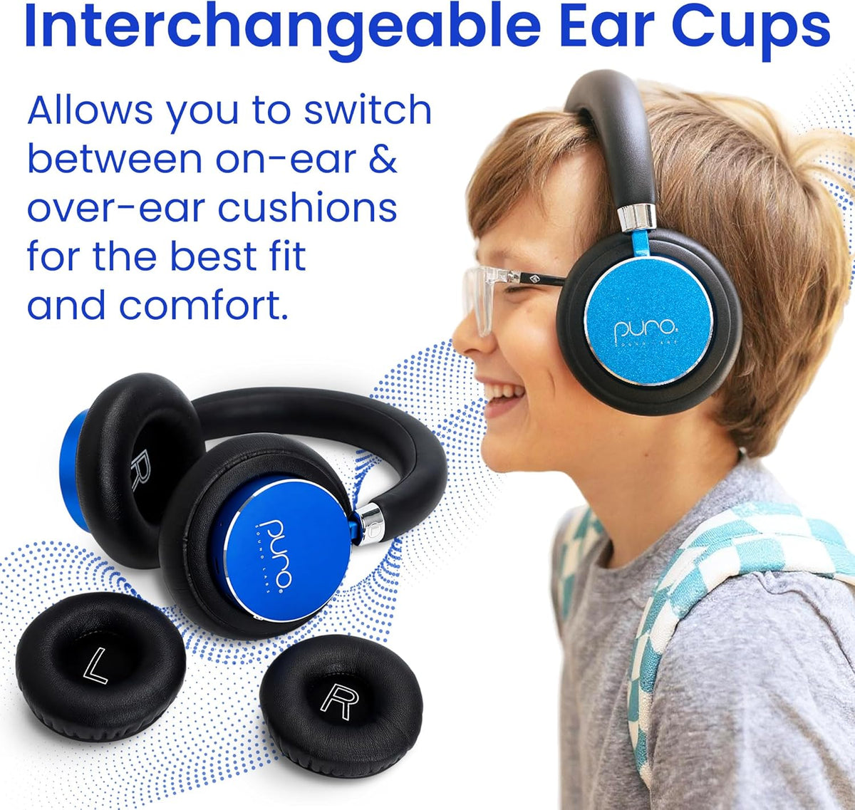 Puro Sound Labs BT2200 Plus Volume Limited Kids’ Bluetooth Headphones (Blue) - PuriLite