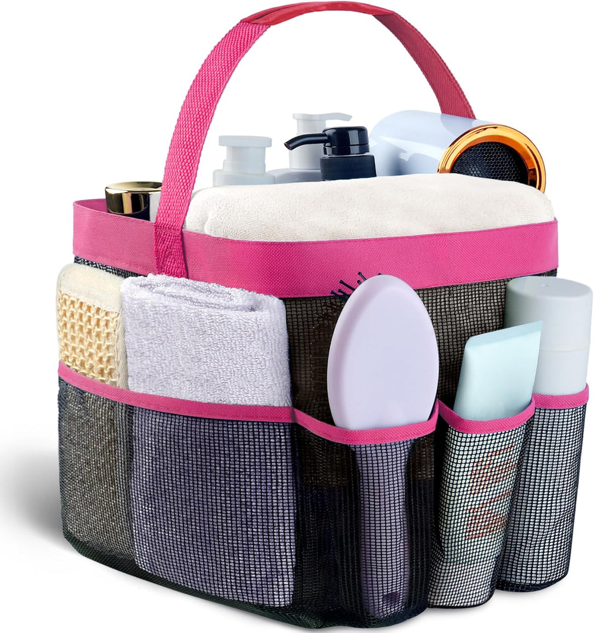 Attmu Mesh Shower Caddy Portable for College Dorm Room Essentials with 8 Pockets, Hanging Shower Caddy Basket Tote Bag Toiletry Accessories for Bathroom - PuriLite