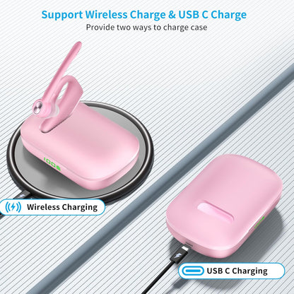 Wireless Headset Bluetooth Earpiece with Dual Noise Canceling Microphone Hands Free Headphones Single Ear Earphone Over Ear Earbud for iPhone Samsung Android Cellphones TV PC Trucker Game Work - PuriLite