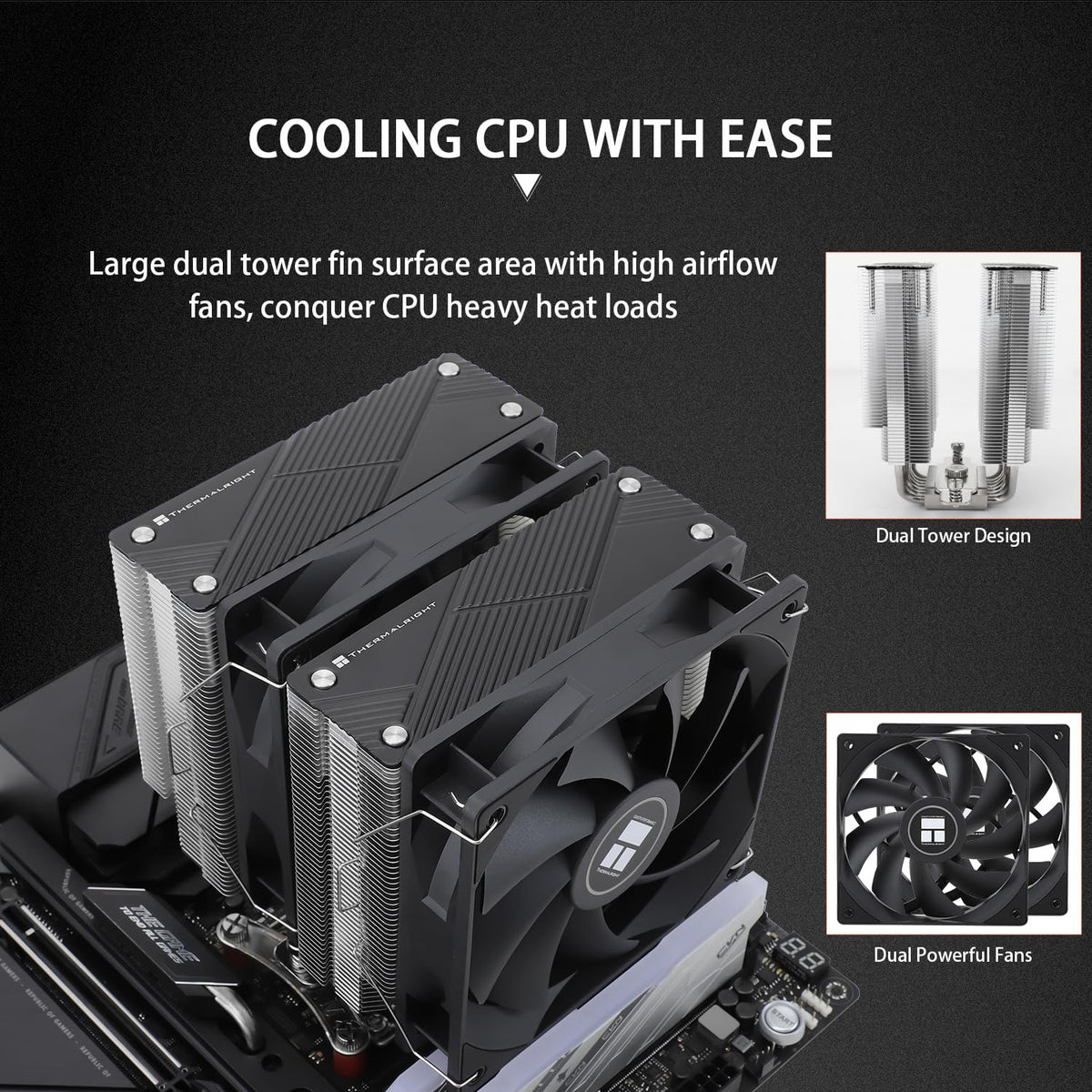 Thermalright Phantom Spirit 120 CPU Cooler,7×6mm Heat Pipes CPU Air Cooler,Dual PWM Fan Computer Cooling,1500RPM Speed,for AMD AM4 AM5/Intel 1700/1851/1150/1151/1200/17XX/2011 - PuriLite