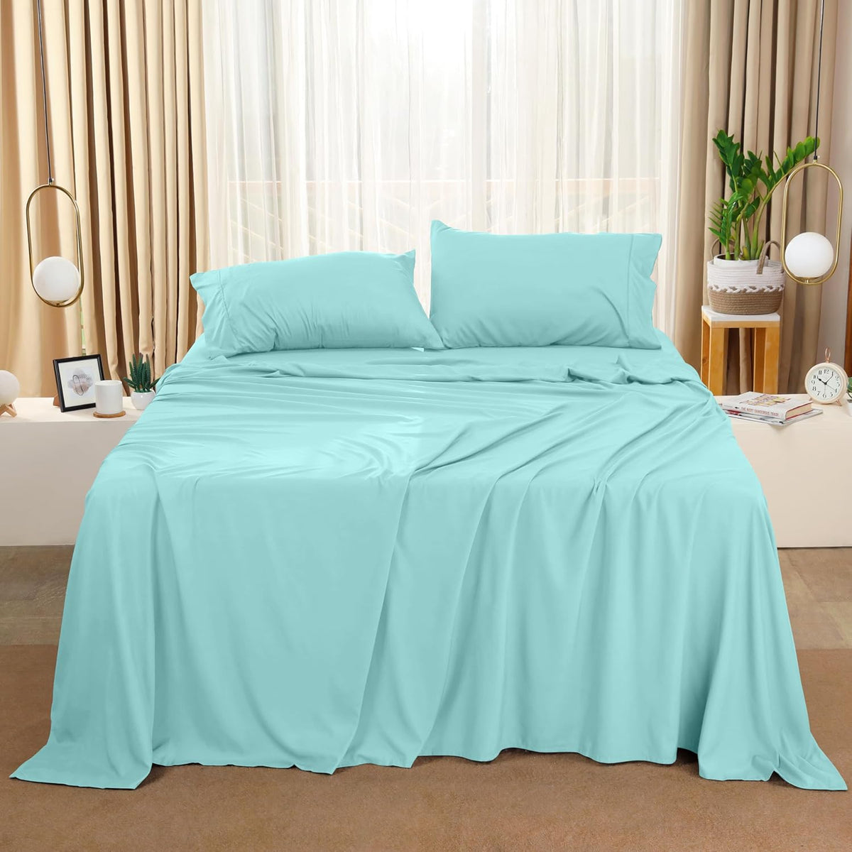 Utopia Bedding Queen Bed Sheet Set - 4 Piece Bedding - Soft Brushed Microfiber Fabric - Shrinkage & Fade Resistant - Easy Care (White) - PuriLite