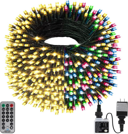 Haili Halloween Lights Outdoor, 105 FT 300 LED Halloween String Lights with Memory Function, Plug in 8 Mode String Lights for Halloween,Christmas,Party, Patio, House Decoration (Purple Orange) - PuriLite