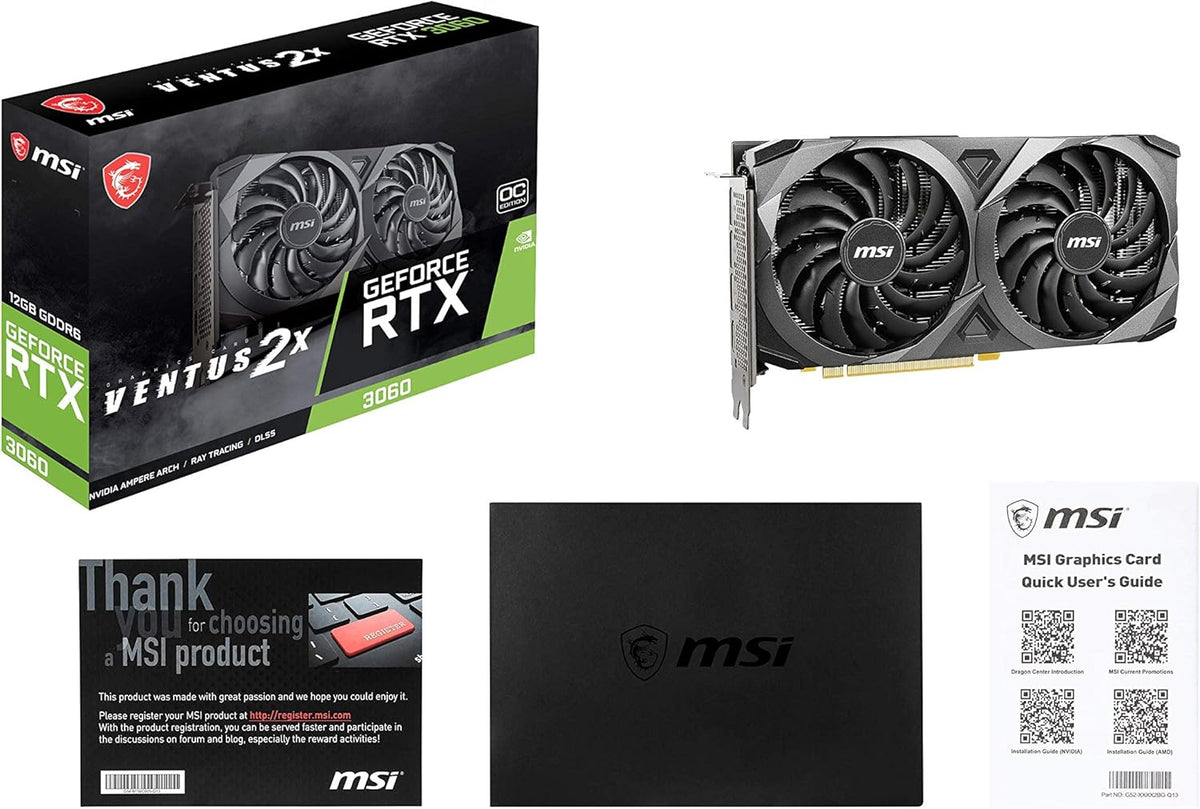 MSI GeForce RTX 3060 Ventus 2X 12G OC, Gaming Graphics Card - RTX 3060 - PuriLite